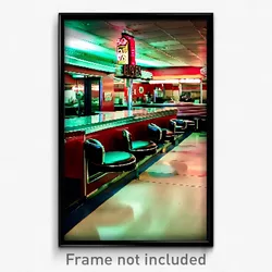 Pixel Art Poster - Rundown 50'S Diner (8 Bit Psychedelic Video Game Print)