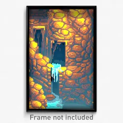Pixel Art Poster - Thunderous Hideout (8 Bit Psychedelic Video Game Print)