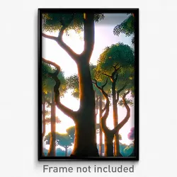 Pixel Art Poster - Energetic Trees (8 Bit Psychedelic Trippy Video Game Print)