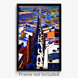 Pixel Art Poster - Stupendous French City (8 Bit Psychedelic Video Game Print)