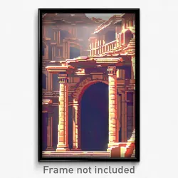 Pixel Art Poster - Flat Ancient Architecture (8 Bit Video Game Print)