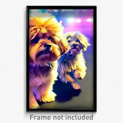 Pixel Art Poster - Fluffy Dog (8 Bit Psychedelic Trippy Weird Video Game Print)