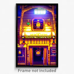 Pixel Art Poster - Golden Tavern (8 Bit Psychedelic Trippy Video Game Print)
