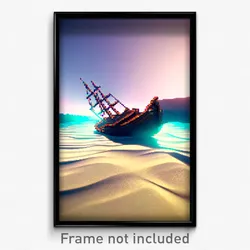 Pixel Art Poster - Wavy Shipwreck (8 Bit Psychedelic Trippy Video Game Print)