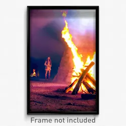 Pixel Art Poster - Underground Bonfire (8 Bit Psychedelic Video Game Print)