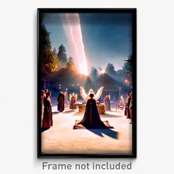Pixel Art Poster - Angelic Encampment (8 Bit Psychedelic Video Game Print)