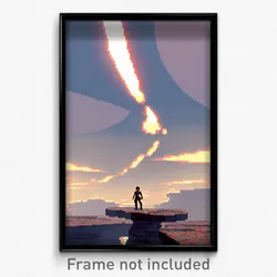 Pixel Art Poster - Buoyant Outland (8 Bit Psychedelic Trippy Video Game Print)
