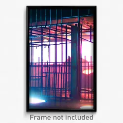 Pixel Art Poster - Wire Frame Bivouac (8 Bit Psychedelic Video Game Print)