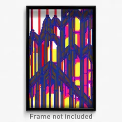Pixel Art Poster - Wire Frame Glitchy Battlements (8 Bit Video Game Print)