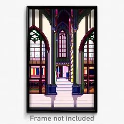 Pixel Art Poster - Anime Like Cloister (8 Bit Psychedelic Video Game Print)