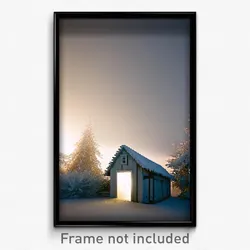 Pixel Art Poster - Frosty Outbuilding (8 Bit Psychedelic Video Game Print)
