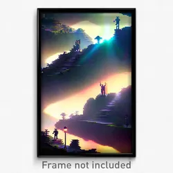 Pixel Art Poster - Amazing Hideout (8 Bit Psychedelic Trippy Video Game Print)