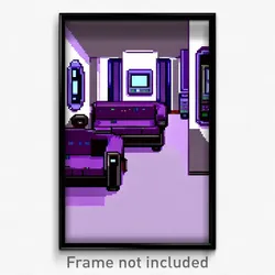 Pixel Art Poster - Violet Entertainment Room (8 Bit Video Game Print)