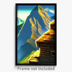 Pixel Art Poster - Mountainous Chest (8 Bit Psychedelic Trippy Video Game Print)