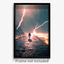 Pixel Art Poster - Thunderous Path (8 Bit Psychedelic Trippy Video Game Print)