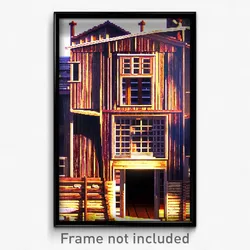 Pixel Art Poster - Amazing Shack Tenement (8 Bit Psychedelic Video Game Print)
