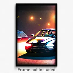 Pixel Art Poster - Stylish Car (8 Bit Psychedelic Trippy Weird Video Game Print)