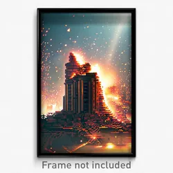Pixel Art Poster - Conventional Earthquake (8 Bit Psychedelic Video Game Print)