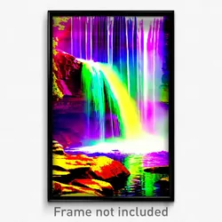 Pixel Art Poster - Colorful Falls (8 Bit Psychedelic Trippy Video Game Print)