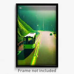 Pixel Art Poster - Green Route (8 Bit Psychedelic Trippy Weird Video Game Print)