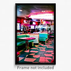 Pixel Art Poster - Dirty 50'S Diner (8 Bit Psychedelic Trippy Video Game Print)