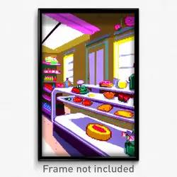 Pixel Art Poster - Bright Bakery (8 Bit Psychedelic Trippy Video Game Print)