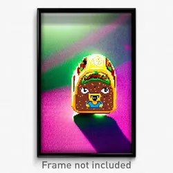 Pixel Art Poster - Adorable Taco (8 Bit Psychedelic Trippy Video Game Print)