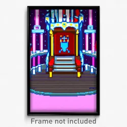 Pixel Art Poster - Animated Throne Room (8 Bit Psychedelic Video Game Print)