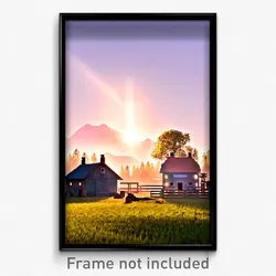Pixel Art Poster - Adventurous Farmstead (8 Bit Psychedelic Video Game Print)