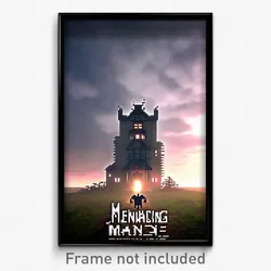 Pixel Art Poster - Menacing Manse (8 Bit Psychedelic Trippy Video Game Print)