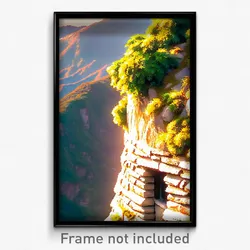 Pixel Art Poster - Mountainous Wall (8 Bit Psychedelic Trippy Video Game Print)