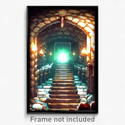 Pixel Art Poster - Bumpy Dungeon (8 Bit Psychedelic Trippy Video Game Print)