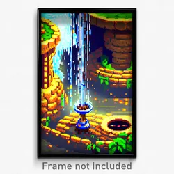 Pixel Art Poster - Nutty Watering Hole (8 Bit Psychedelic Video Game Print)