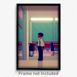 Pixel Art Poster - Muted School (8 Bit Psychedelic Trippy Video Game Print)