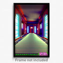 Pixel Art Poster - Virtual Manor (8 Bit Psychedelic Trippy Video Game Print)