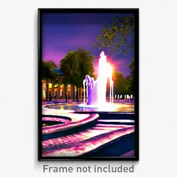 Pixel Art Poster - Showy Fountain (8 Bit Psychedelic Trippy Video Game Print)