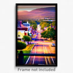 Pixel Art Poster - Treasured American Town (8 Bit Psychedelic Video Game Print)
