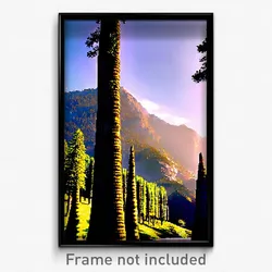 Pixel Art Poster - Mountainous Trees (8 Bit Psychedelic Trippy Video Game Print)