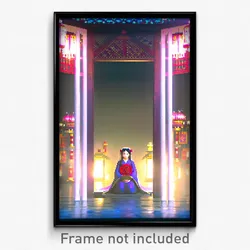 Pixel Art Poster - Negligible Shrine (8 Bit Psychedelic Trippy Video Game Print)