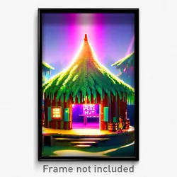 Pixel Art Poster - Pure Hut (8 Bit Psychedelic Trippy Weird Video Game Print)