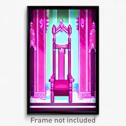Pixel Art Poster - Pink Throne (8 Bit Psychedelic Trippy Weird Video Game Print)