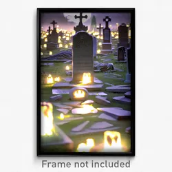 Pixel Art Poster - Amazing Graveyard (8 Bit Psychedelic Trippy Video Game Print)