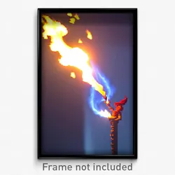 Pixel Art Poster - Glaring Flame (8 Bit Psychedelic Trippy Video Game Print)