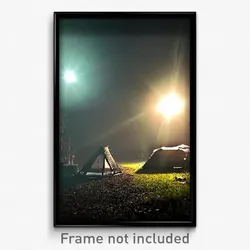 Pixel Art Poster - Dark Campsite (8 Bit Psychedelic Trippy Video Game Print)