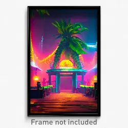 Pixel Art Poster - Acidic Exotic Area (8 Bit Psychedelic Video Game Print)