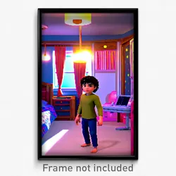 Pixel Art Poster - Animated Bedroom (8 Bit Psychedelic Trippy Video Game Print)