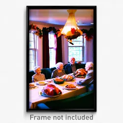 Pixel Art Poster - Elderly Thanksgiving (8 Bit Psychedelic Video Game Print)