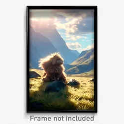 Pixel Art Poster - Fluffy Highland (8 Bit Psychedelic Trippy Video Game Print)
