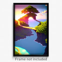 Pixel Art Poster - Immaculate Isle (8 Bit Psychedelic Trippy Video Game Print)