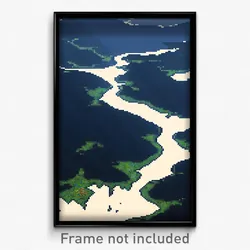 Pixel Art Poster - Black Archipelago (8 Bit Psychedelic Trippy Video Game Print)